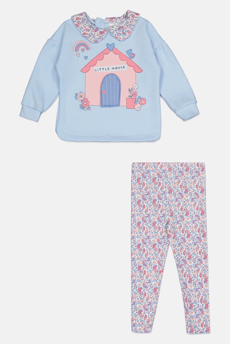 Lily & Jack Toddlers Girl 2 Pieces Graphic Print Sweatshirt With Pants Set, Multicolor - Image 1